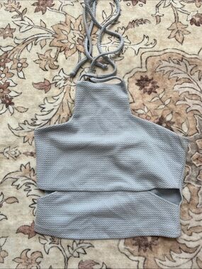 Charlotte Russe Light Gray Textured Halter Crop Top